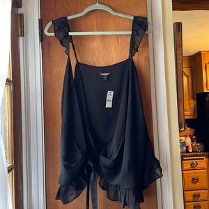 Express Wrap Front Ruffle Strap Side Tie Cami